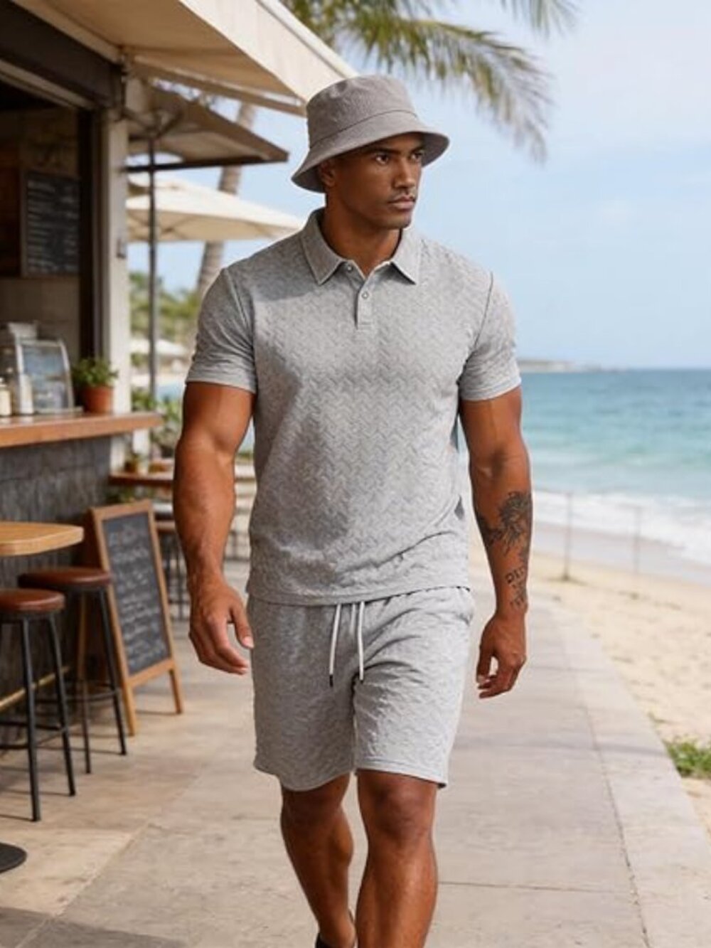 Men's Sets Outfits 3 Piece Summer Short Sets Fashion Button Down Shirt Vacation